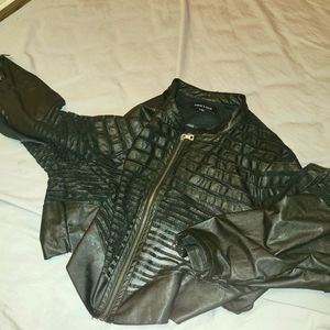 Black leather/ see through jacket